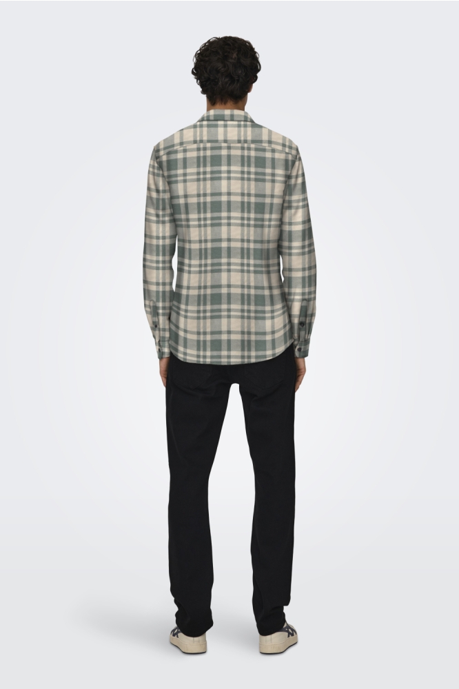 ONSGUDMUND LS CHECKED SHIRT NOOS 22007112 EGRET/JET BLACK